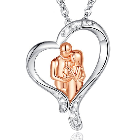 925 SilverI Mom Dad Baby Rose Gold Pendant Family Embraces Pure Necklace