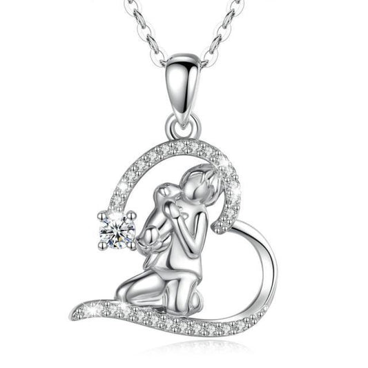 Collar con colgante de perro y ángel en plata de ley 925