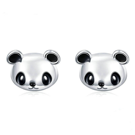 Pendientes de plata de ley 925 con forma de panda