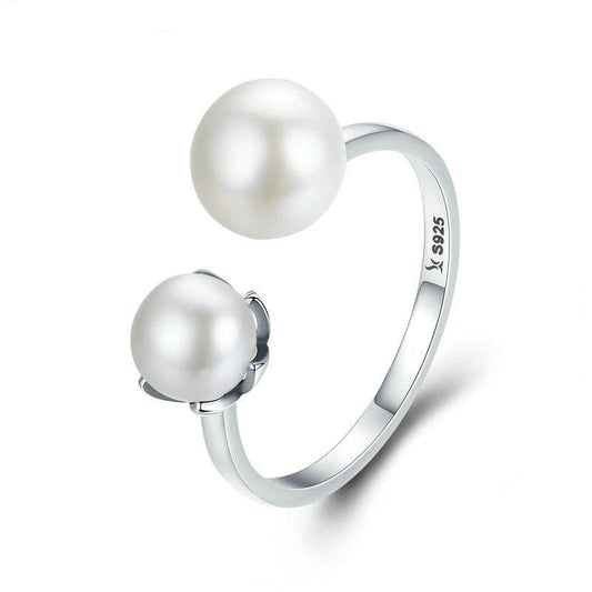 Anillo ajustable de doble bola de plata de ley 925