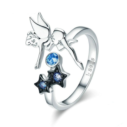 Anillo luminoso de hada con estrella en plata de ley 925