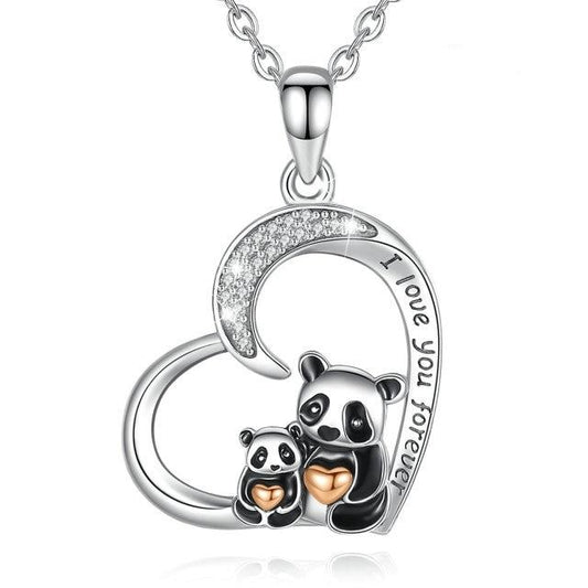 Collar con colgante de panda divertido en plata de ley 925