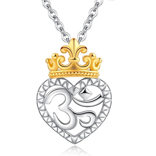 Collier avec pendentif en forme de cœur et couronne en argent sterling 925
