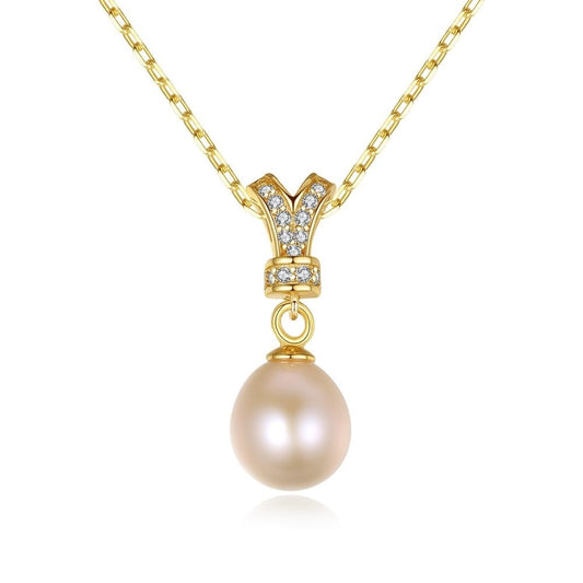 Collar con colgante de plata de ley 925, perlas naturales de agua dulce, exquisita joyería fina.