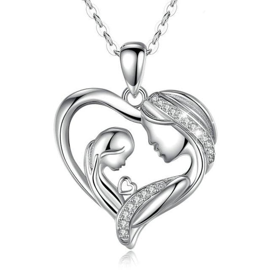 Collar popular de corazón para madre e hija en plata de ley 925