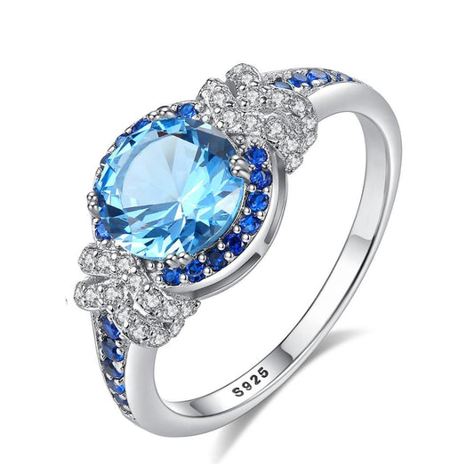 925 Sterling Silver Sapphire Gemstone Engagement Ring