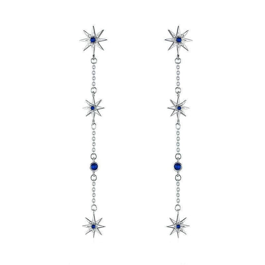Pendientes colgantes de estrella brillante de plata de ley 925