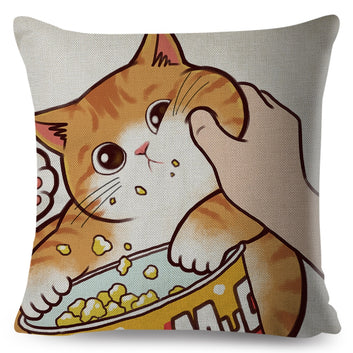 Fundas de almohada divertidas con besos de amor y gatos lindos para sofá, casa, coche