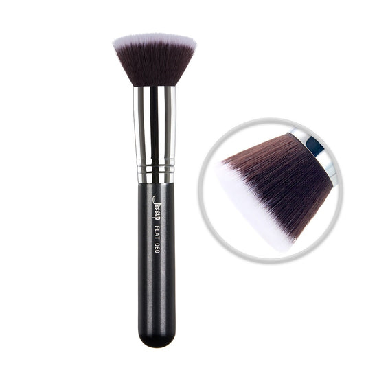 Brocha de maquillaje plana para difuminar cremas líquidas de pelo sintético