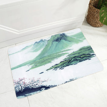 Tapis de sol à l'encre de Chine, décor de beau paysage, paillasson
