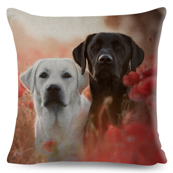 Bonita funda de almohada con estampado de labrador