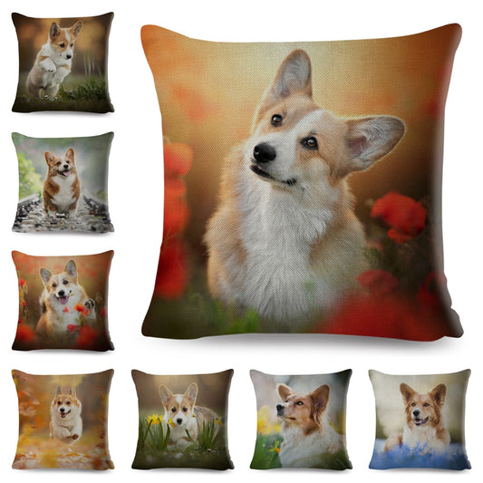 Bonita funda de almohada con estampado de perro galés Corgi Pembroke