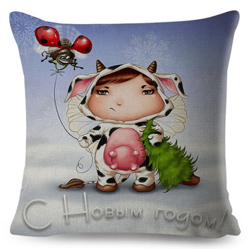Bonita funda de almohada con diseño de niña de las flores y cuento de hadas