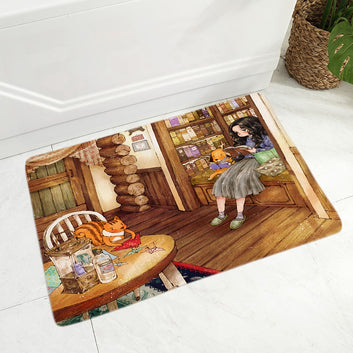 Felpudo de piso con diseño de cuento de hadas y niña de dibujos animados