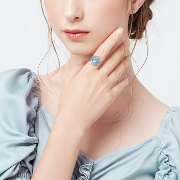 March Birthstone Aquamarine Sterling Silver S925 Genuine gemstone Vintage Ring