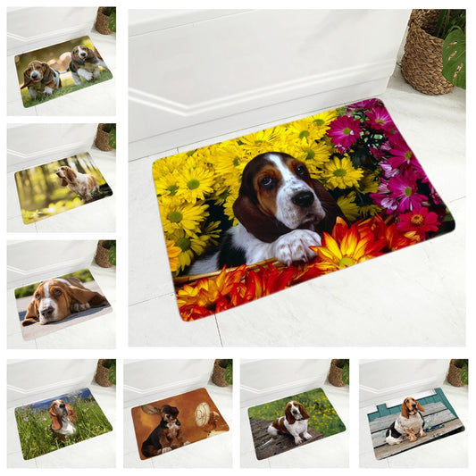 Lindo felpudo para puerta con diseño de perro Basset Hound