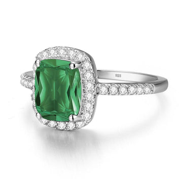 925 silver Square Gemstones Vintage White Gold Ring