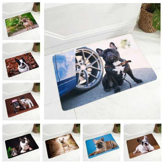 Felpudo decorativo con diseño de bulldog francés en miniatura