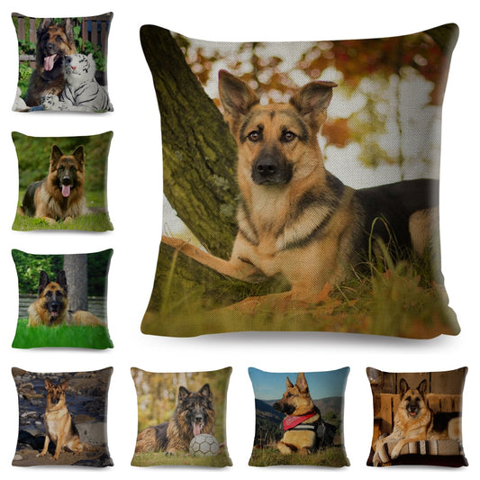 Funda de almohada decorativa para mascotas, diseño de pastor alemán
