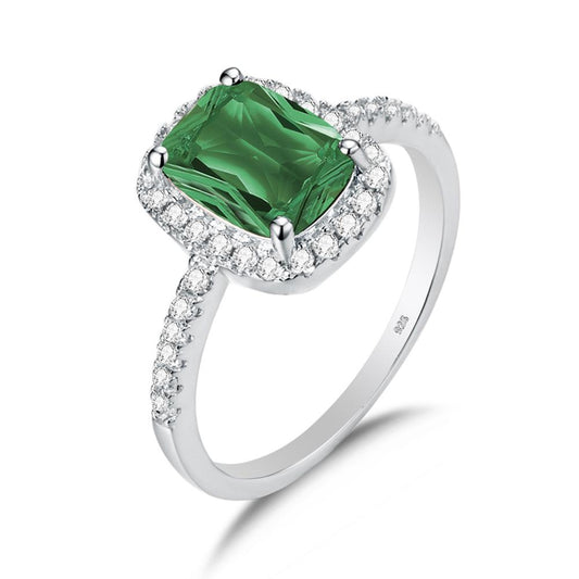 925 silver Square Gemstones Vintage White Gold Ring