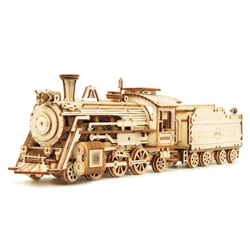 Rompecabezas 3D de tren de vapor móvil, coche, jeep, juguete de ensamblaje, modelo de madera, kits de bloques de construcción