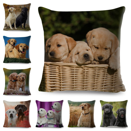 Bonita funda de almohada con estampado de labrador