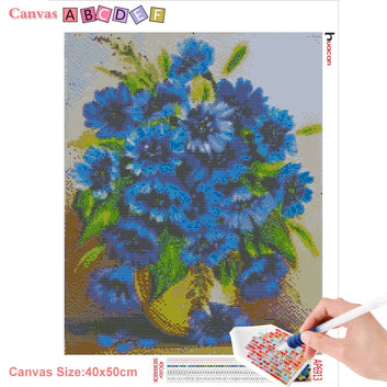 Pintura de diamante con flores, bordado cuadrado completo, arte de mosaico de diamantes florales