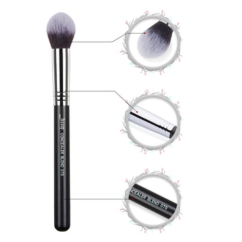 Pincel de maquillaje, herramienta de belleza, cosmético, difuminador, corrector, cónico.