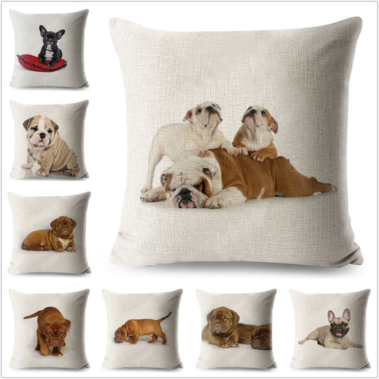 Bonita funda de cojín con diseño de perro y bulldog francés