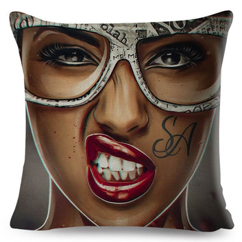 Funda de almohada con diseño de chica africana de moda, hermosa funda de cojín de dama negra