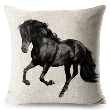 Funda de cojín con diseño de caballo corriendo, decoración de animales salvajes