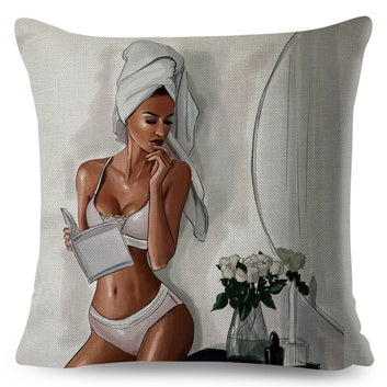 Funda de almohada de poliéster con diseño de chica de dibujos animados súper sexy para dormir todo el día