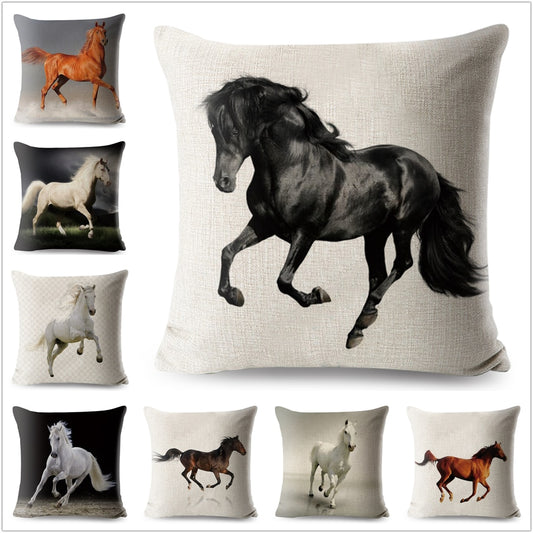 Funda de cojín con diseño de caballo corriendo, decoración de animales salvajes