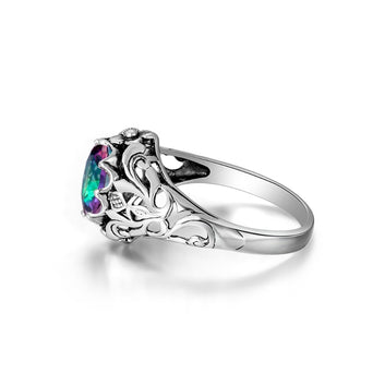 Fashion Round Design Silver 925 Bachelorette Party Mystic Topaz Silver Ring