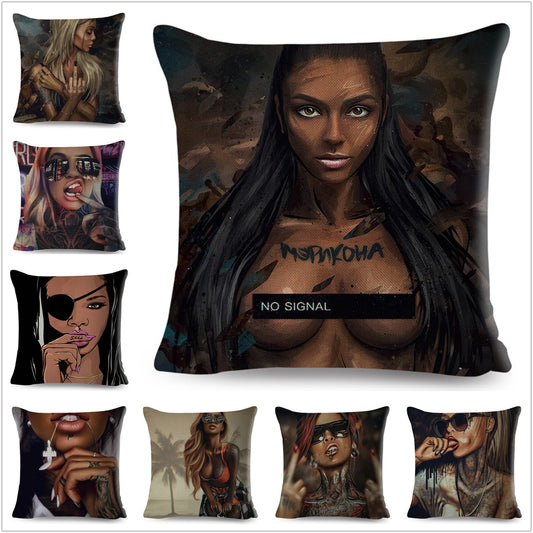 Funda de almohada con diseño de chica africana de moda, hermosa funda de cojín de dama negra