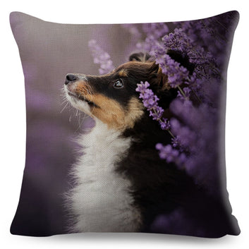 Funda de almohada decorativa con estampado de perro pastor de Shetland