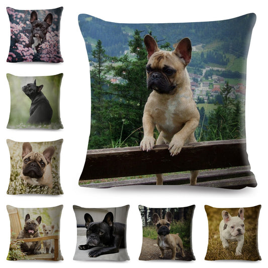 Funda de almohada con estampado de mini bulldog francés, bonita mascota