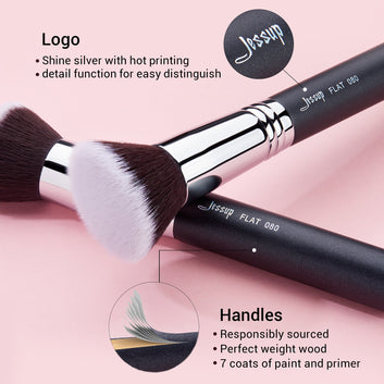 Brocha de maquillaje plana para difuminar cremas líquidas de pelo sintético