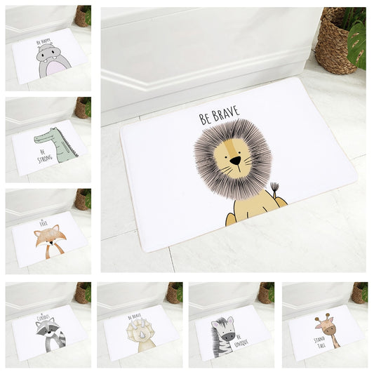 Felpudo nórdico con diseño de cebra, hipopótamo, jirafa, león y cocodrilo