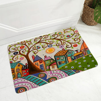 Paillasson rétro couleur rurale ville tapis de sol en flanelle super doux