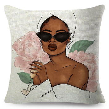 Funda de cojín con diseño de mujer africana, moderna y negra, para Super Mamá.
