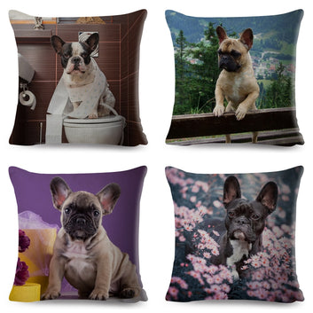 Funda de almohada con estampado de mini bulldog francés, bonita mascota