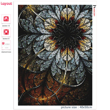 Mandala de flor con pintura de diamante cuadrada completa