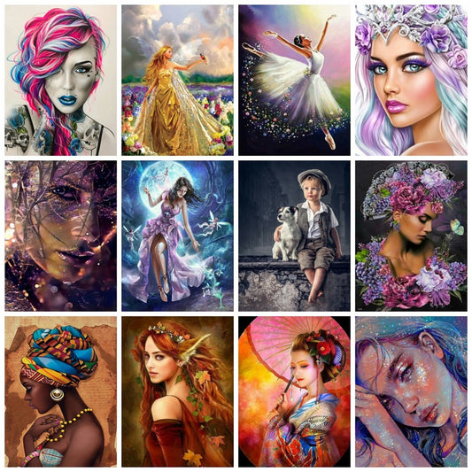 Pintura de arte de diamante Retrato de niña Bordado de diamantes Mosaico Mujer Punto de cruz Decoración del hogar