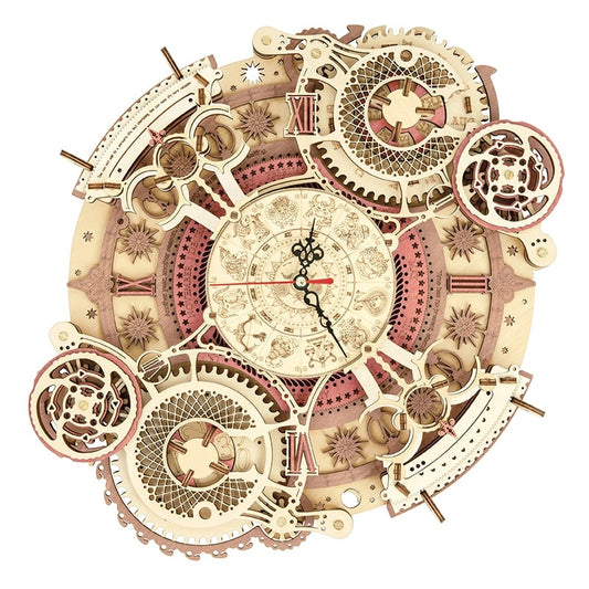 Reloj de pared del zodiaco TIME ART, rompecabezas de madera 3D, modelo de bloques de construcción, kits de bricolaje, regalo
