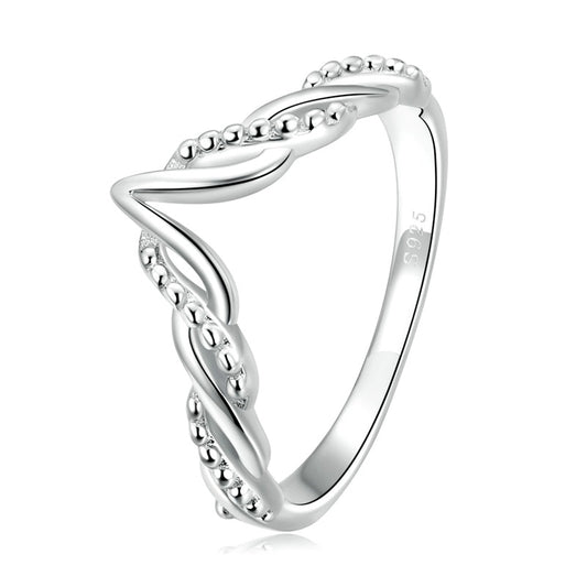 Bague tendance géométrique simple en argent sterling 925 en forme de V