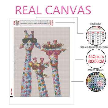 Pintura de diamante 5D con diseño de jirafa, mosaico colorido, bordado, decoración del hogar