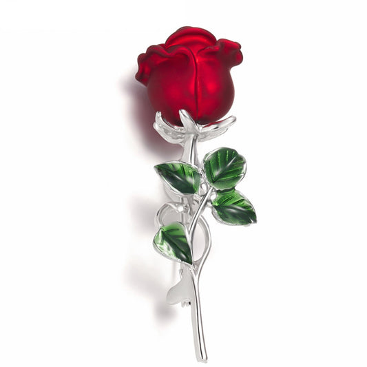 Broche de flor de rosa con encanto, elegante broche de flor de esmalte vintage