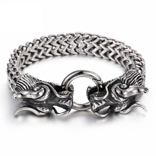 Pulsera con dije de cabeza de dragón chino