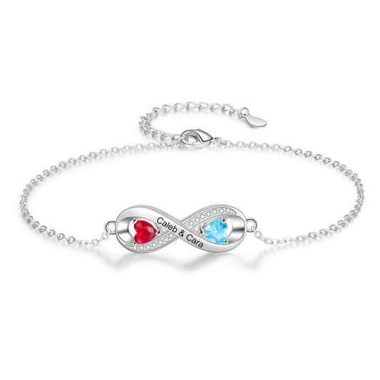 Pulsera personalizada con nombre grabado y piedra de nacimiento